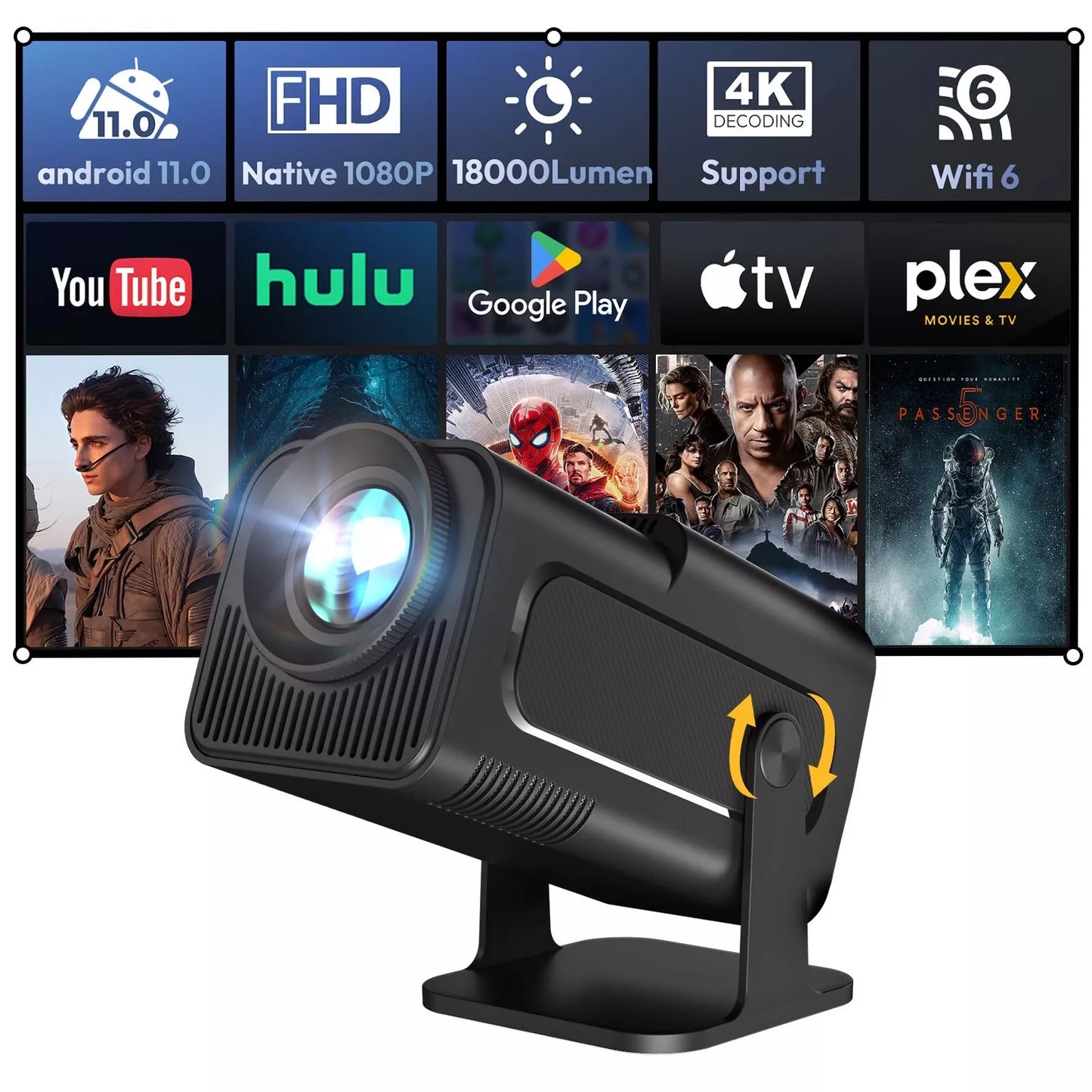 LenoCast Smart Projector – 4K with Android Support